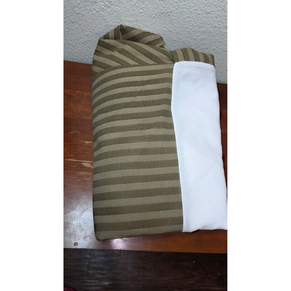 VTG JCPenney Home Collection Bedskirt King Olive Green Striped Cotton USA Made‎